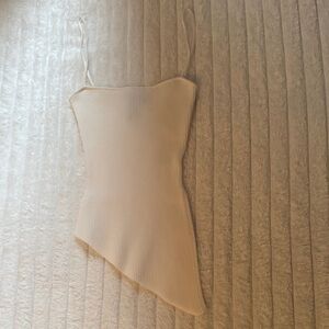 Windsor Cream Asymmetrical Ribbed Tank